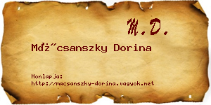 Mácsanszky Dorina névjegykártya